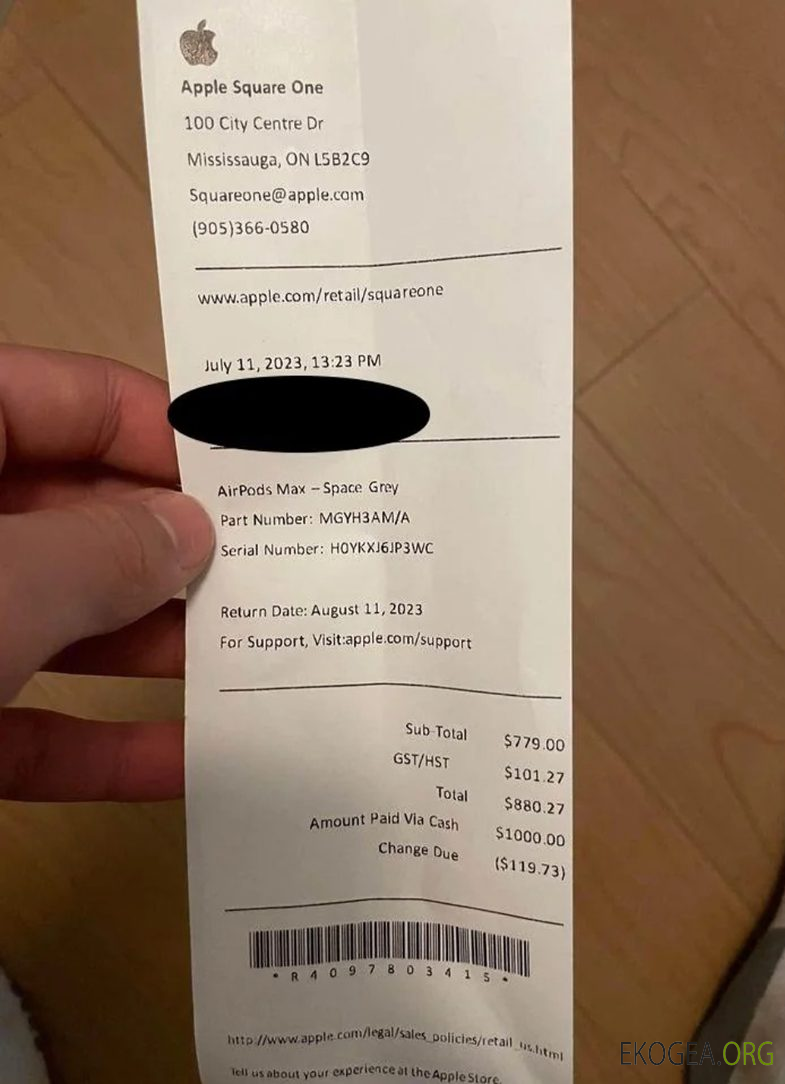 Chèque de paiement Apple Store